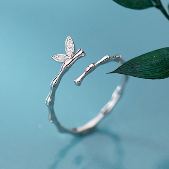 Sterling Silver Diamond Butterfly Adjustable Ring - Picture 5 of 8